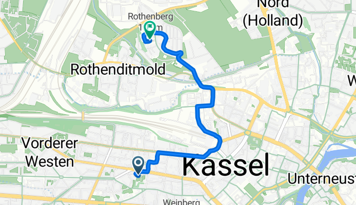 Friedrich-Ebert-Straße 69, Kassel nach Marburger Straße 85, Kassel