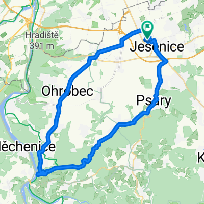 Jesenice-údolí Zahořanského potoka - Davle - Ohrobec - Jesenice