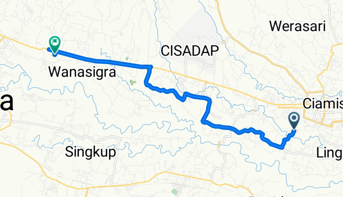 Jalan Karang Gedang 54, Kecamatan Ciamis to Jalan Raya Cikoneng 279, Kecamatan Cikoneng
