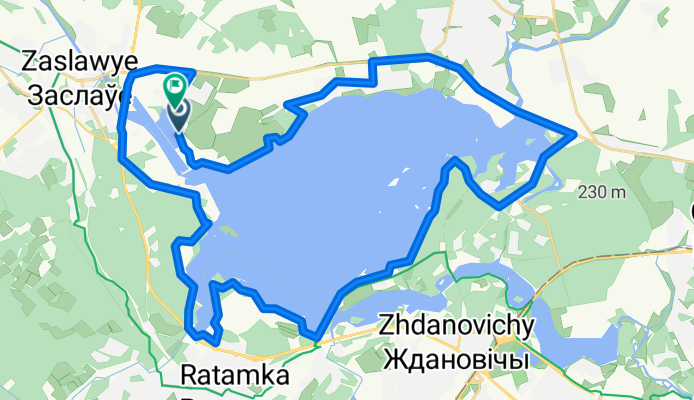 От Unnamed Road, Заслаўе до улица Приморская 45, Заславль