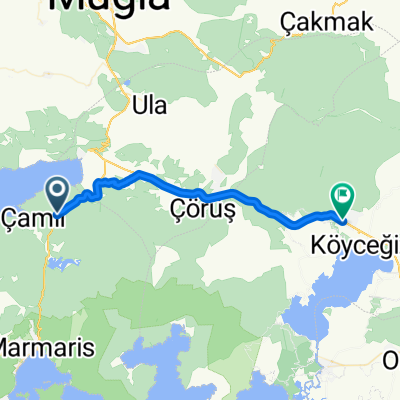 От Muğla-Datça Yolu, Мармарис до Kazım Varlığan Caddesi 2, Köyceğiz