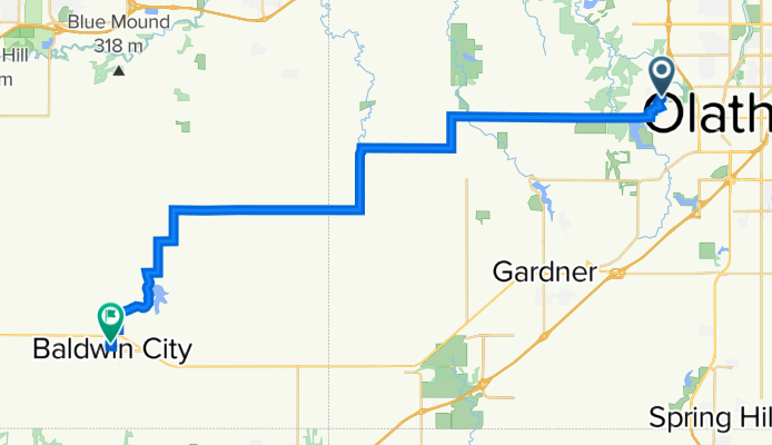 mid America university to 515 Sixth St, Baldwin City