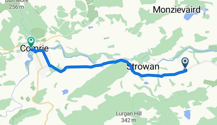 Route to Comrie Dental Practice, Dundas St, Crieff