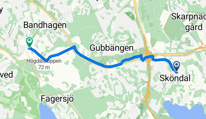 Sköndalsvägen 77 to Harpsundsvägen 81