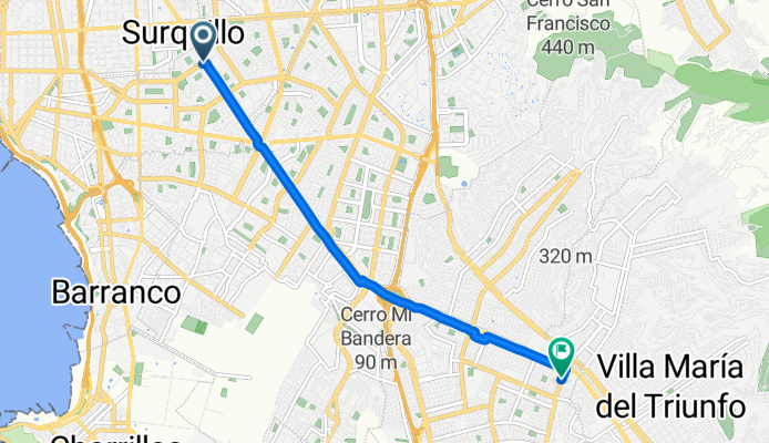 De Avenida Roca y Boloña 1290, Lima a Avenida Miguel Iglesias 909, Cercado de Lima