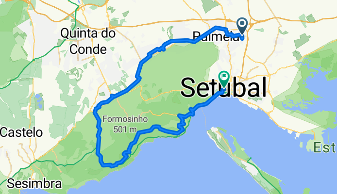 Rota para Rua Joaquim Brandão 17, Setúbal