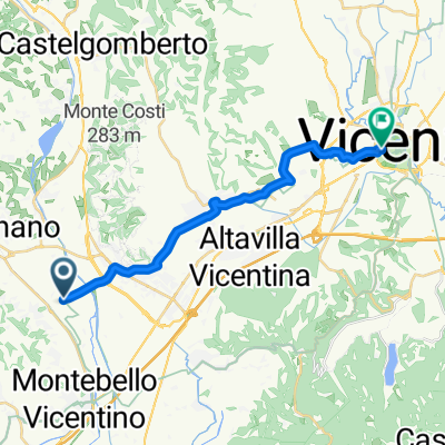 Da Via Corcironda, Montorso Vicentino a Contrà Porta Nova 1, Vicenza