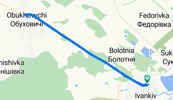 От Зоряная улица, Иванков до Зоряная улица, Иванков