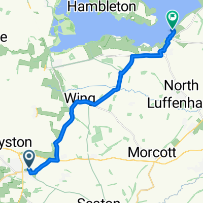 Route from 30 The Quadrant, Oakham