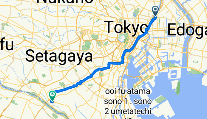 21-4, Azumabashi 1-Chōme, Sumida-Ku to 16, Noge 1-Chōme, Setagaya-Ku