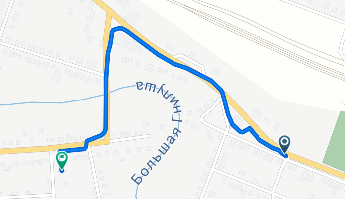 От Вокзальная улица 30, Красный Сулин до улица Советской Армии 21, Красный Сулин