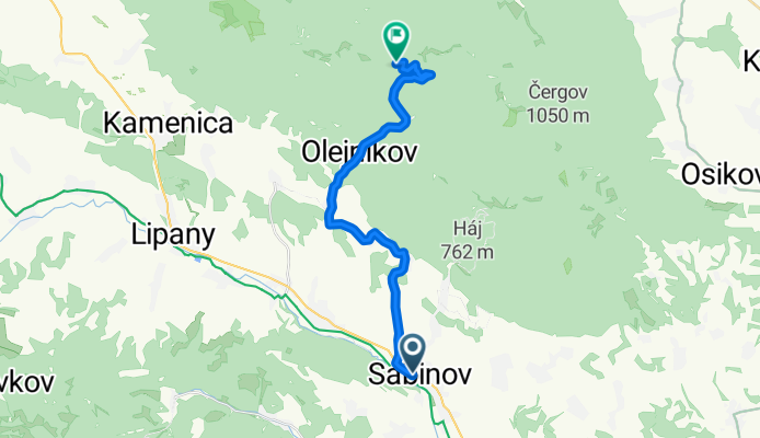 Sabinov - Červená Voda - Ľutina - Majdan - sedlo Priehyby