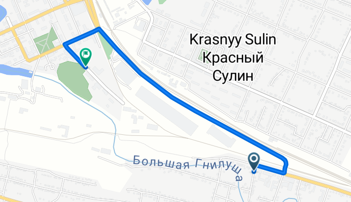 От Московская улица 12, Красный Сулин до улица Ленина 12, Красный Сулин