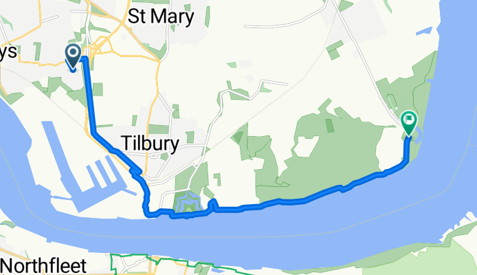 Route from 1 Churchill Road, Grays