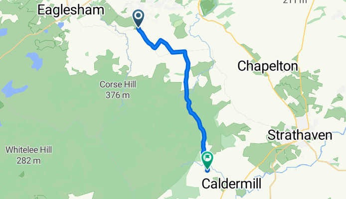 Route from Shields Road, East Kilbride, Glasgow