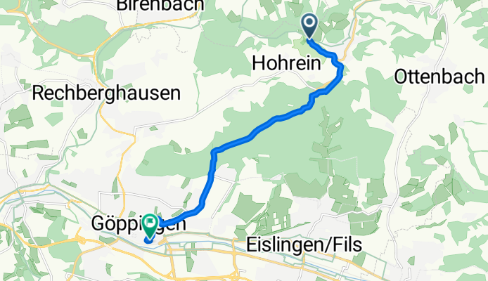 Spielburgweg, Göppingen nach Gartenstraße 16, Göppingen