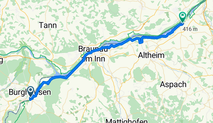 Burghausen nach Obernberg - Bikemapaufzeichnung