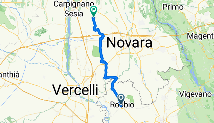 Da Via Novara 109, Robbio a Via Roma 30, Castellazzo Novarese