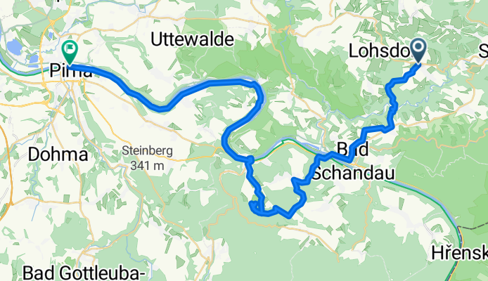 Am Sportplatz 7, Hohnstein nach Grohmannstraße 10, Pirna