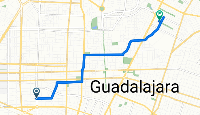 De Avenida Chapultepec Sur 23, Guadalajara a Calle Los Alpes 1152, Guadalajara