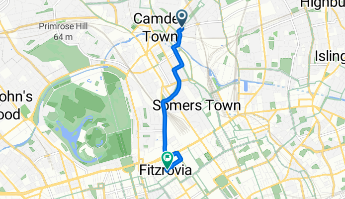 Pooja Court, Agar Grove, London to 112 Whitfield St, London