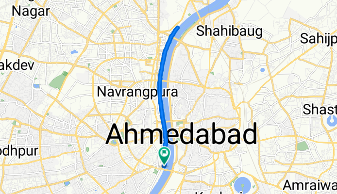 Route from Sabarmati Riverfront Walkway West, Ahmedabad