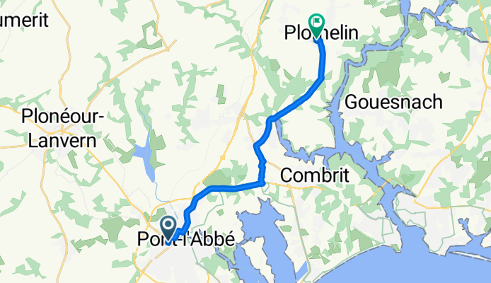 De 3A Rue du Petit Train, Pont-l'Abbé à 3 Hent Éric Tabarly, Plomelin