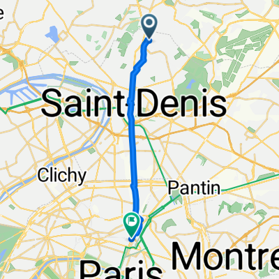 De Rue Gaëtan Bruyère 9, Pierrefitte-sur-Seine à Passage du Désir 11, Paris