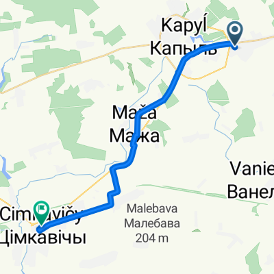 От улица Новая, Скабин до Н8562, Цімкавічы