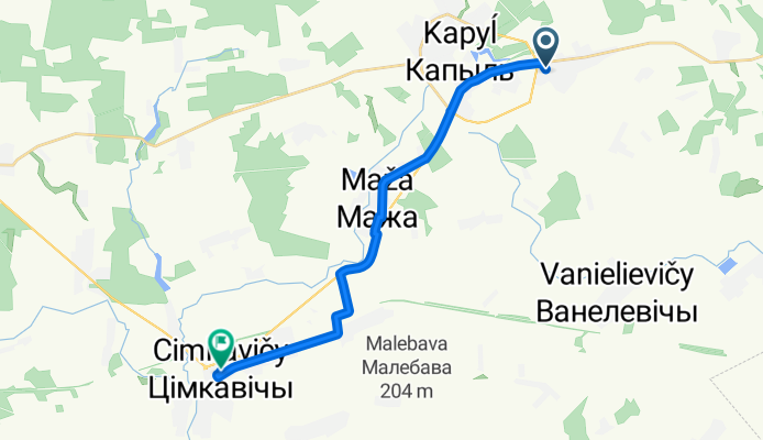 От улица Новая, Скабин до Н8562, Цімкавічы