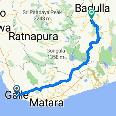 Route from Galle - Wakwella Road, Galle