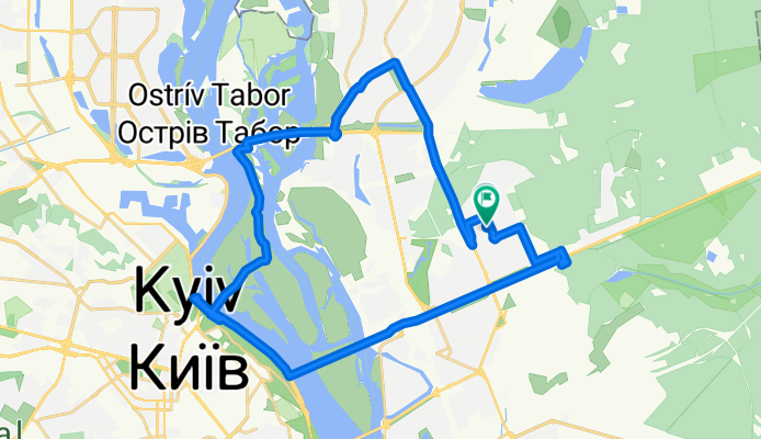 От вулиця Мілютенка 17А, Київ до вулиця Мілютенка 17В, Київ