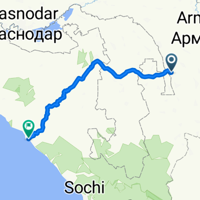 От улица Железнодорожная 2, Лабинск до улица К. Маркса 4/2 корпус 1, Туапсе