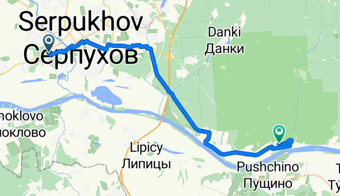 От Красный переулок 2, Серпухов до Республика