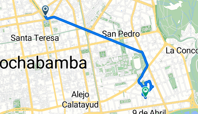 De Avenida Ballivián, Cochabamba a Calle República de Haití, Cochabamba