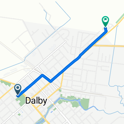Route from 1A–17 Connelly Street, Dalby