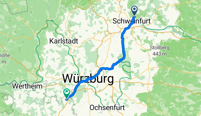 Nußbergstraße 26, Schweinfurt nach Hintere Zeil 7, Großrinderfeld