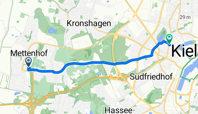 Osloring 18, Kiel nach Knooper Weg 40, Kiel