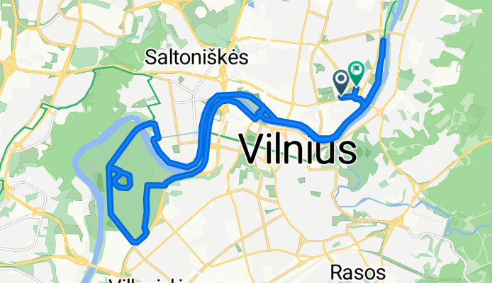 Route from Šeimyniškių gatvė 40, Vilnius