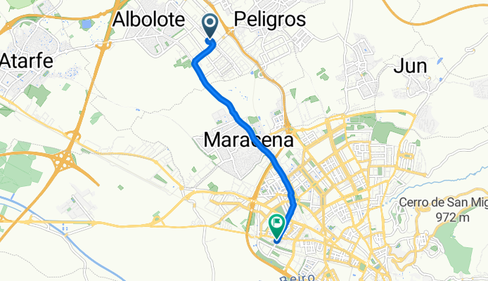 De Calle de Baza, 12G, Albolote a Calle Washington Irving, 6, Granada