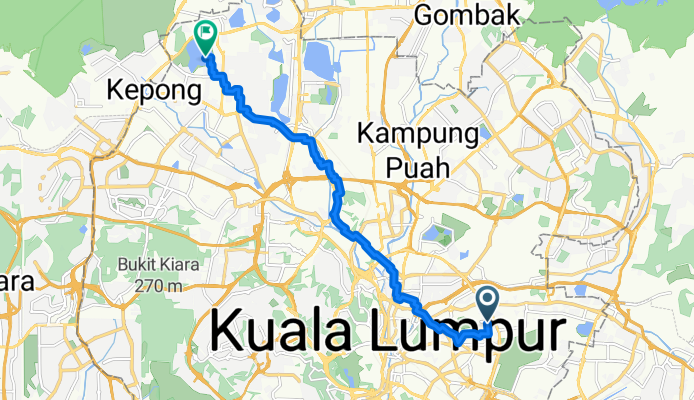 Route from Lorong Kuda, Kuala Lumpur