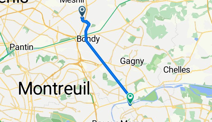 De Cité Jacques Decour, Le Blanc-Mesnil à Route de Neuilly 21, Noisy-le-Grand