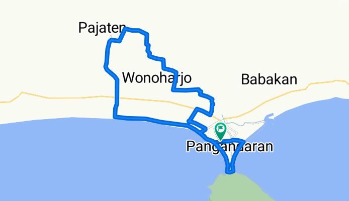 Jalan Pamugaran Bulak Laut 49, Kecamatan Pangandaran to Jalan Bulak Laut Timur 18, Kecamatan Pangandaran