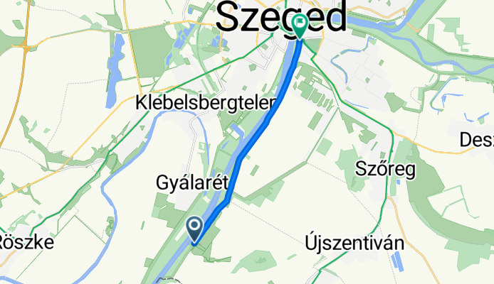 Unnamed Road, Tiszasziget to Torontál tér 1, Szeged