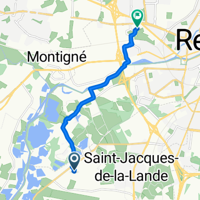 De 2bis Avenue de Bellevue, Saint-Jacques-de-la-Lande à Allée Adolphe Bobierre, Rennes