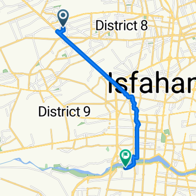 Shahidan Mehdi Pour Street, Isfahan to Boustane Saadi Boulevard, Isfahan