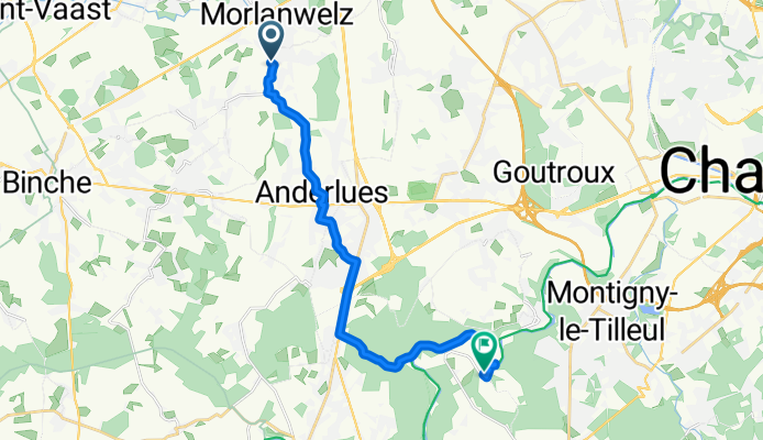 De Rue du Roujuste 62, Morlanwelz à GOZEE Abbaye d'Aulne, Thuin