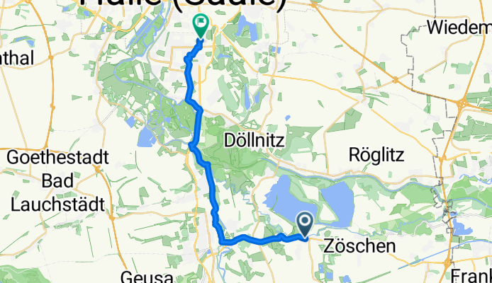 Leipziger Allee 5, Wallendorf (Luppe) nach Merseburger Straße 183, Halle (Saale)