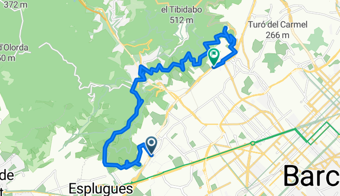 Finestrelles (Esplugues) a CosmoCaixa por Carretera de les Aigües con e-bike