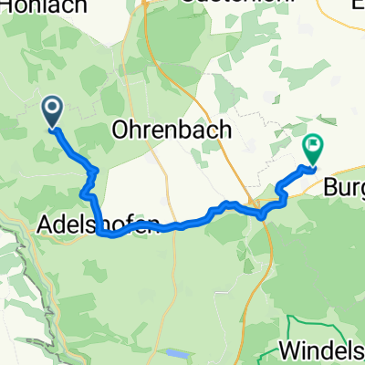 Großharbach 42, Adelshofen nach Lohrweg 3–7, Gallmersgarten